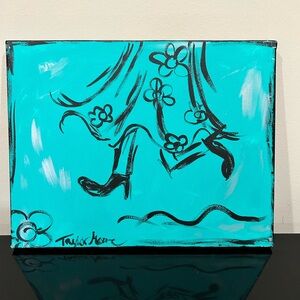 Turquoise Floral Canvas Art